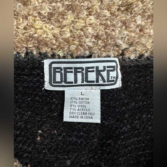 RARE! Vintage Berek chenille Wool blend Beat Black Cardigan Grandma Core Sz L - Picture 3 of 7